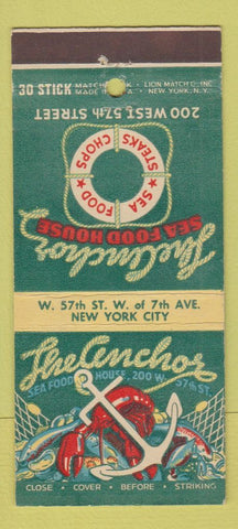 Matchbook Cover - Anchor Seafood House New York City  30 Stick
