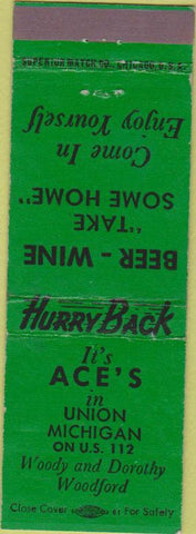 Matchbook Cover - Ace's Liquor Union MI
