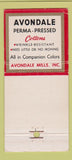 Matchbook Cover - Avondale Pressed Cottons WEAR 30 Stick