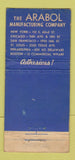Matchbook Cover - Arabol Adhesives WORN 30 Stick