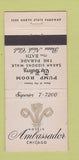Matchbook Cover - Ambassador Hotels Chicago IL 30 Stick