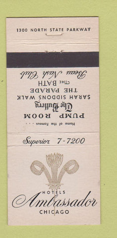 Matchbook Cover - Ambassador Hotels Chicago IL 30 Stick
