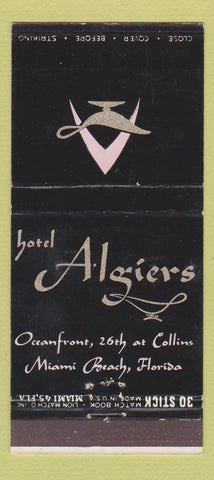 Matchbook Cover - Hotel Algiers Miami Beach FL 30 Stick