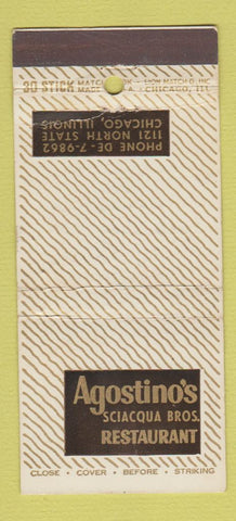 Matchbook Cover - Agostino's Sciacqua Bros Restaurant Chicago IL 30 Stick