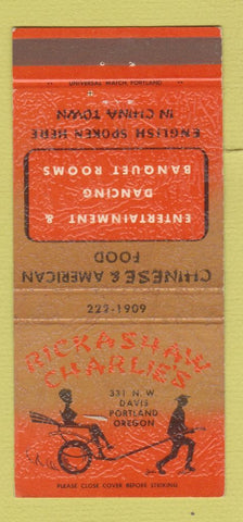 Matchbook Cover - Rickashaw Charlie's Chinese Restaurant Portland OR 30 Strike