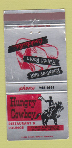 Matchbook Cover - Hungry Cowboy Restaurant Scottsdale AZ 30 Strike