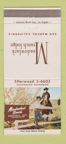 Matchbook Cover - Meadowlark Ranch Lodge San Marcos CA 30 Strike