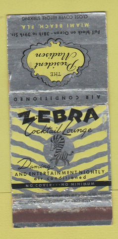 Matchbook Cover - President Madison Hotel Zebra Lounge Miami FL WEAR 30 Strike