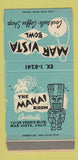 Matchbook Cover - Mar Vista Bowling Tiki Mar Vista CA WORN 30 Strike