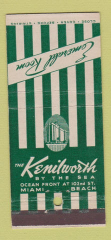 Matchbook Cover - Kenilworth Hotel Miami Beach FL Emerald Room 30 Strike
