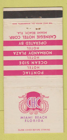 Matchbook Cover - Pontiac Hotel Miami Beach FL Normandy Ocean Side 30 Strike