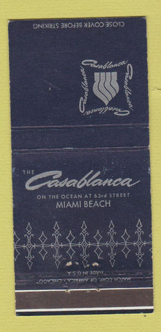 Matchbook Cover - Casablanca Hotel Miami Beach FL 30 Strike