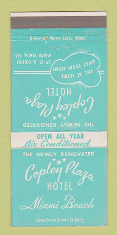 Matchbook Cover - Copley Plaza Hotel Miami Beach FL 30 Strike