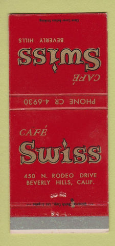 Matchbook Cover - Cafe Swiss Beverly Hills CA 30 Strike