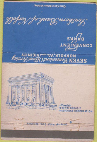 Matchbook Cover - Southern Bank of Norfolk VA WEAR 40 Strike