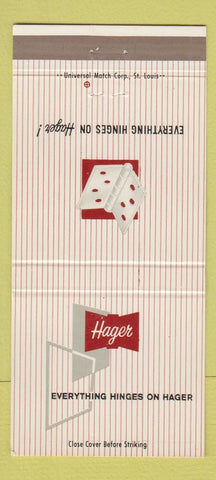 Matchbook Cover - Hager Hinges St Louis MO 30 Strike