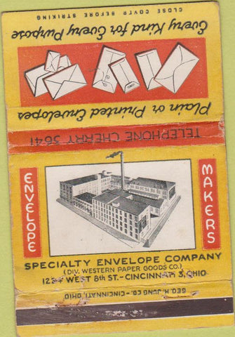 Matchbook Cover - Specialty Envelopes Cincinnati OH WEAR 40 Strike