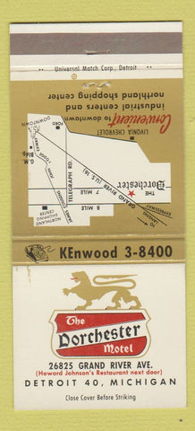 Matchbook Cover - Dorchester Motel Detroit MI 30 Strike