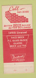 Matchbook Cover - Century Brick Company Detroit MI 30 Strike