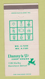 Matchbook Cover - Danny's Gin Mill Chop House Detroit MI 30 Strike