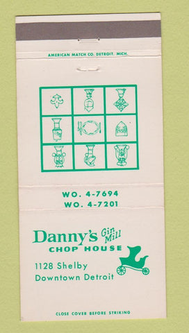 Matchbook Cover - Danny's Gin Mill Chop House Detroit MI 30 Strike