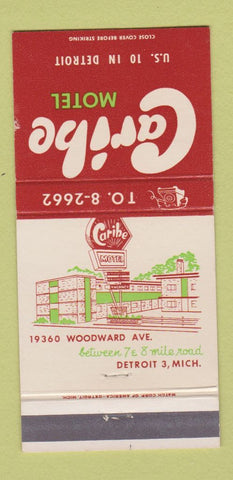 Matchbook Cover - Caribe Motel Detroit MI 30 Strike
