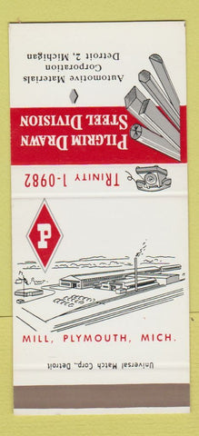 Matchbook Cover - Pilgrim Drawn Steel Detroit MI SAMPLE Plymouth 30 Strike