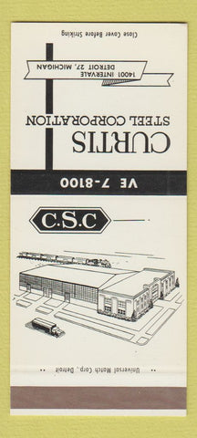 Matchbook Cover - Curtis Steel Corp Detroit MI SAMPLE 30 Strike