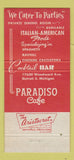 Matchbook Cover - Paradiso Cafe Detroit MI 30 Strike