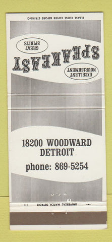 Matchbook Cover - Speakeasy Restaurant Detroit MI 30 Strike