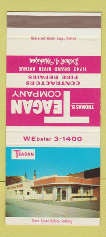 Matchbook Cover - Thomas Teagan Contractor Detroit MI SAMPLE 30 Strike