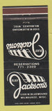 Matchbook Cover - Ray Jackson's Restaurant Milwaukee WI 30 Strike