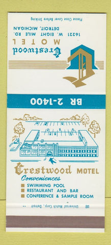 Matchbook Cover - Crestwood Motel Detroit MI SAMPLE 30 Strike