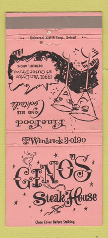 Matchbook Cover - Cino's Steak House Detroit MI 30 Strike