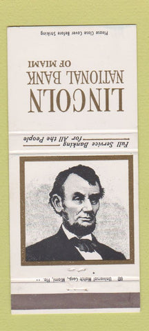 Matchbook Cover - Lincoln National Bank Miami FL Abraham 30 Strike