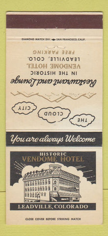 Matchbook Cover - Vendome Hotel Leadville Colorado 30 Strike