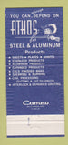 Matchbook Cover - Athos Steel and Aluminum Philadelphia PA 30 Strike