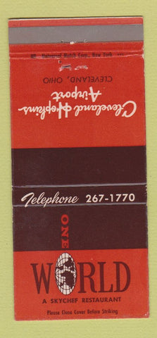 Matchbook Cover - One World Skychef Restaurant Cleveland OH Airport 30 Strike