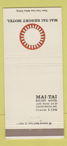 Matchbook Cover - Mai Tai Resort Motel Osage Beach MO 30 Strike