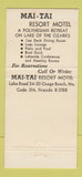 Matchbook Cover - Mai Tai Resort Motel Osage Beach MO 30 Strike