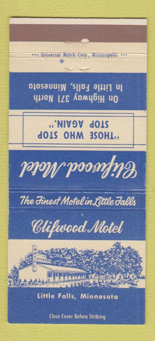 Matchbook Cover - Clifwood Motel Little Falls MN 30 Strike