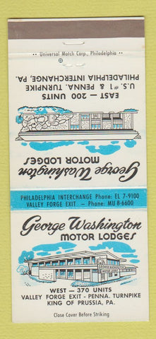 Matchbook Cover - George Washington Motor Lodges King of Prussia PA 30 Strike