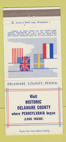 Matchbook Cover - Delaware County PA Tourism WORN 30 Strike