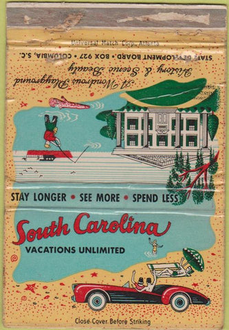 Matchbook Cover - Southern California Tourism Columbia SC WORN 40 Strike