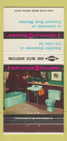 Matchbook Cover Universal Rundle Bathrooms Diamond Matches Pittsburgh 30 Strike