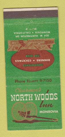 Matchbook Cover - Clearman's North Woods Inn Monrovia CA 30 Strike