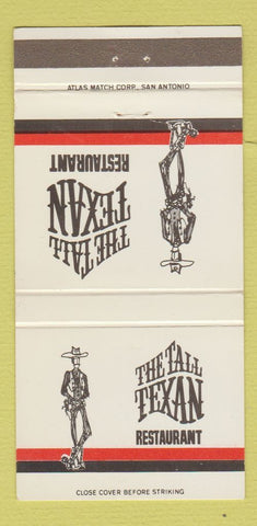 Matchbook Cover - Tall Texan Restaurant San Antonio TX 30 Strike