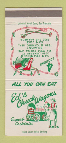 Matchbook Cover - Ed's Chuck Wagons San Jose Belmont San Francisco CA 30 Strike