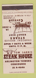 Matchbook Cover - Tom Sarris Steak House Arlington VA WEAR 30 Strike