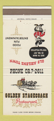 Matchbook Cover - Golden Stagecoach Restaurant Abilene TX 30 Strike